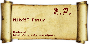 Mikó Petur névjegykártya